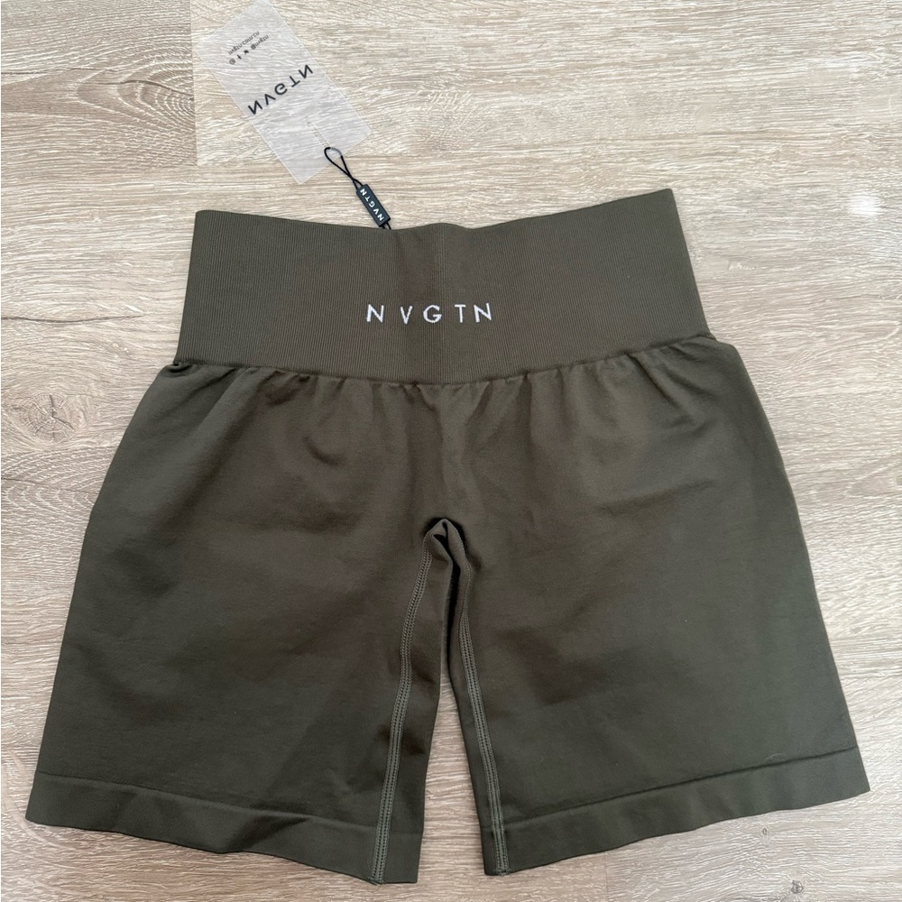 NVGTN Solid Seamless Olive Shorts - Picture 3 of 5
